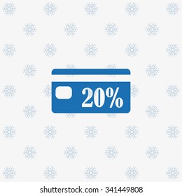 Discount label. icon. vector design background with snowflakes