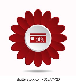 Discount label icon, vector illustration. Flat design style, flower icon