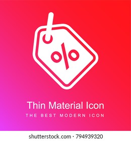 Discount label interface commercial symbol with percentage sign red and pink gradient material white icon minimal design