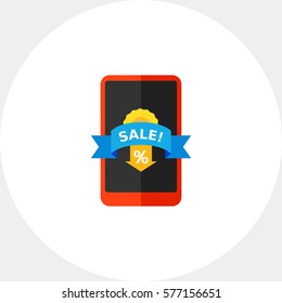 Discount Label on Smartphone Icon