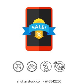 Discount Label on Smartphone Icon