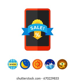 Discount Label on Smartphone Icon