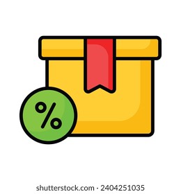 Etiqueta de descuento con paquete de paquete que muestra el icono de concepto del descuento de entrega