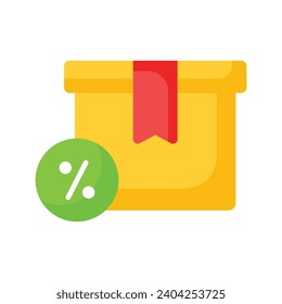 Etiqueta de descuento con paquete de paquete que muestra el icono de concepto del descuento de entrega