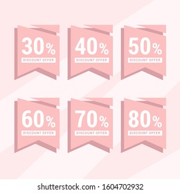 Discount label pink set collection for business promotion