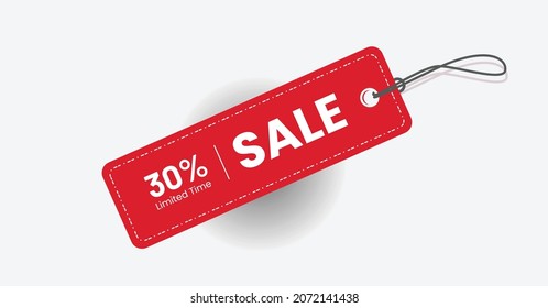 discount label with red color limited time 30 off