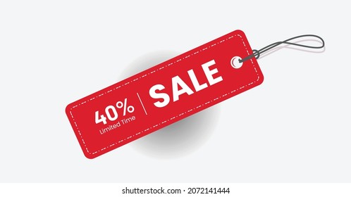 discount label with red color limited time 40 off