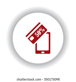 Discount label, red isolated white background