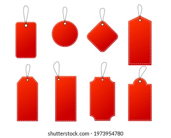  Discount label set with various shape. Sale tags and labels, template shopping labels. Blank, discount and price tags on paper. Special offer. Vintage. Vector illustration.