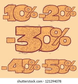 Discount label set vector for design. Sale percents. Vector.