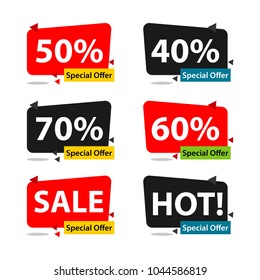 Discount Label Set Vector Template Design