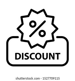 Discount label. Simple design. Line vector. Isolate on white background.