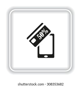 Discount label, Smartphone, phone, mobile phone. icon. vector design