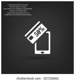 Discount label, Smartphone, phone, mobile phone. icon. vector design