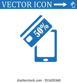 Discount label, Smartphone, phone, mobile phone. icon, vector illustration. Flat design style