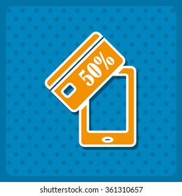 Discount label, Smartphone, phone, mobile phone. icon, vector illustration. Flat design style