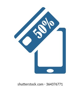 Discount label, Smartphone, phone, mobile phone. icon, vector illustration. Flat design style