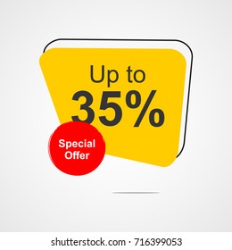 Discount Label Special Offer Up to 35% Logo Vector Template Design 