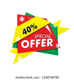 discount label special offer in christmas theme vector