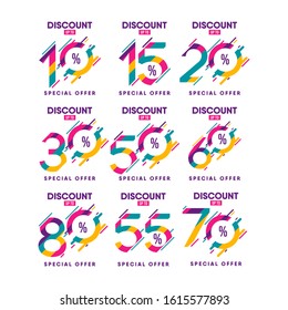 Discount Label Special Offer Set Vector Template Design Illustration