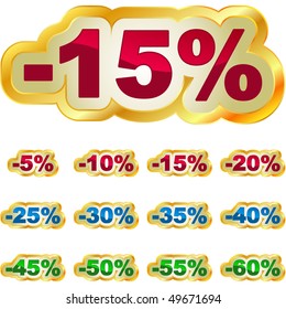 Discount label templates with different percentages