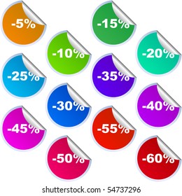 Discount label templates with different percentages