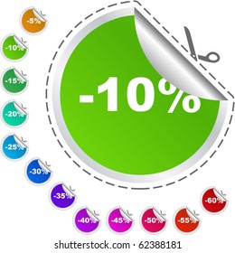 Discount label templates with different percentages