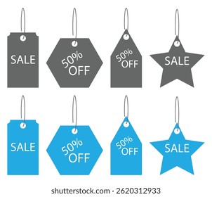 Discount Label with Various Shapes. vector illutration