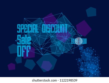 discount label, vector beautiful greeting card or label with technology theme.