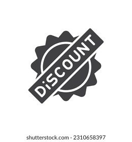 Discount label vector icon. filled flat sign for mobile concept and web design. Discount badge glyph icon. Symbol, logo illustration. Vector graphics