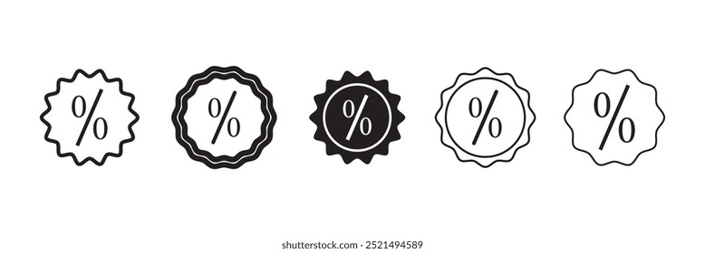 Discount label vector icon set. Percentage badge and special offer symbol. Linear style sale label logo