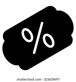 Discount Label vector icon. Style is flat symbol, black color, rounded angles, white background.