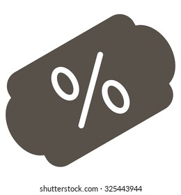 Discount Label vector icon. Style is flat symbol, grey color, rounded angles, white background.