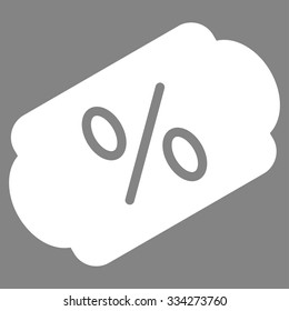 Discount Label vector icon. Style is flat symbol, white color, rounded angles, gray background.