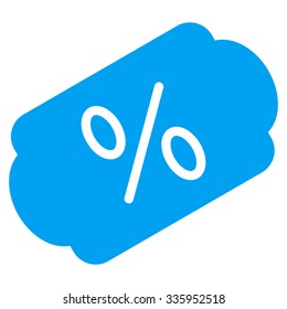 Discount Label vector icon. Style is flat symbol, blue color, rounded angles, white background.