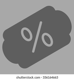 Discount Label vector icon. Style is flat symbol, dark gray color, rounded angles, silver background.