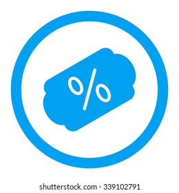 Discount Label vector icon. Style is flat rounded symbol, blue color, rounded angles, white background.