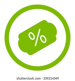 Discount Label vector icon. Style is flat rounded symbol, eco green color, rounded angles, white background.
