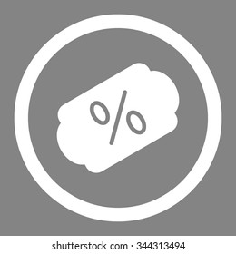 Discount Label vector icon. Style is flat rounded symbol, white color, rounded angles, gray background.
