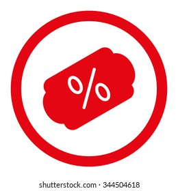 Discount Label vector icon. Style is flat rounded symbol, intensive red color, rounded angles, white background.