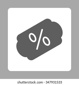 Discount Label vector icon. Style is flat rounded square button, dark gray and white colors, silver background.
