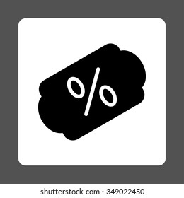 Discount Label vector icon. Style is flat rounded square button, black and white colors, gray background.
