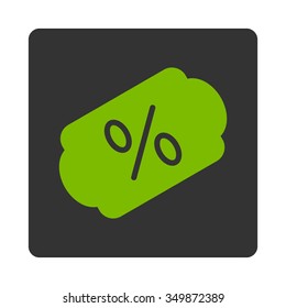 Discount Label vector icon. Style is flat rounded square button, eco green and gray colors, white background.