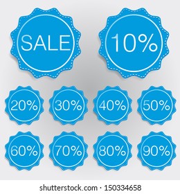 Discount labels blue