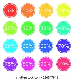 Discount labels color icon set, 2d illustration, vector, eps 8