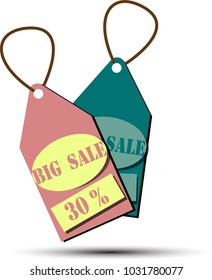 Discount labels in department store.