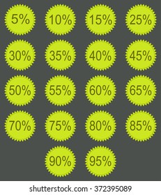 Discount labels in green tones. 