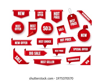 Discount Labels and Tags. New Offer Tags. Best Seller Badges. Vector Banners. Vector illustration