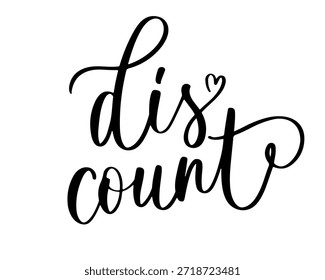 Letra de desconto em estilo cursivo elegante.