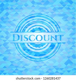 Discount light blue emblem with triangle mosaic background